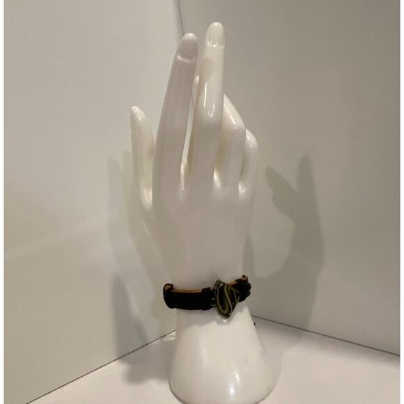 Superman superwoman sign Leather & Cord Adjustable Bracelet Black & Brown Unisex - Picture 3 of 9